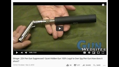 Stinger .22lr Pen Gun Suppressed ! 100% Legal to Own Spy Pen Gun