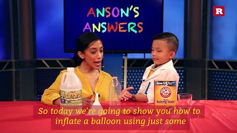 Anson Wong, boy genius, inflates a balloon with baking soda and vinegar | Anson's Answers