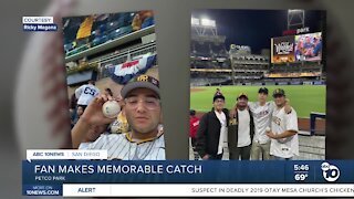 Fallbrook fan catches ball at Petco Park