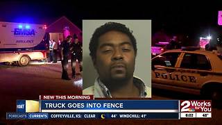 Man arrested after slamming truck into fence from pursuit