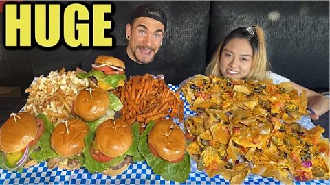 UNDEFEATED 14LB CHEESEBURGER, NACHO & FRIES CHALLENGE | Huge Pub Food Challenge