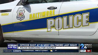 Officer shot at in West Baltimore on Monday