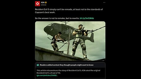 Another Bad Take From IGN That Resident Evil 5 Needs To Be Rewritten