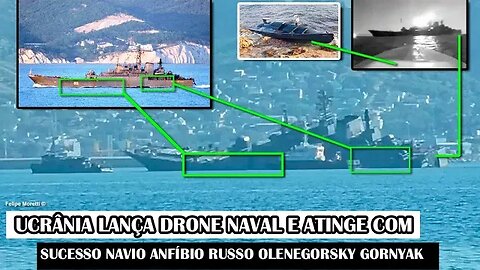 Ucrânia Lança Drone Naval E Atinge Com Sucesso Navio Anfíbio Russo Olenegorsky Gornyak