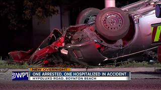1 arrested, 1 hospitalized after Boynton Beach crash