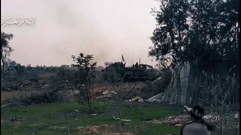 Al-Qassam Mujahideen attacking Israeli vehicles & soldiers in the Bureij camp in central Gaza Strip