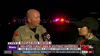 High-speed pursuit ends in Southeast Bakersfield