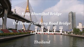 The Bhumibol Bridge and Lat Pho Park in Bangkok, Thailand