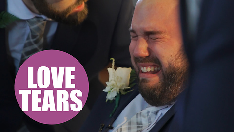 Wheelchair-bound groom is overcome with emotion as his bride walks down the aisle