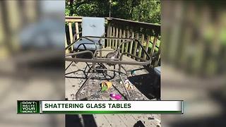 Warning about shattering glass tables