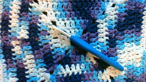 Left handed crochet dish cloth.