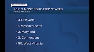 Nevada comes in 43rd for most educated states