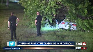 Police investigating a car that run into a tree in Fort Myers overnight