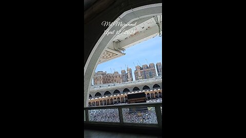 The Kaaba, a large stone structure constituting a single room with a marble floor,