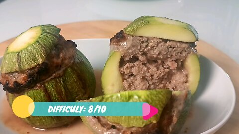 Meat stuffed zucchini with bacon recipe