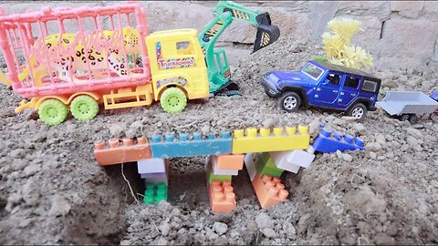 Fine toys Bridge building blocks toys Excavator for kids
