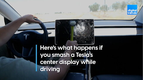 Here's what happens if you smash a Tesla's center display while driving