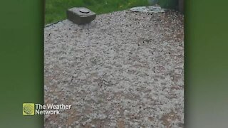 Hail hammers down over Nova Scotia during active weather evening