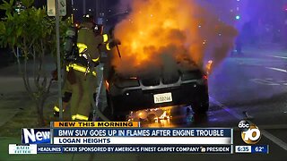 Driver gets out of BMW SUV just before it bursts into flames