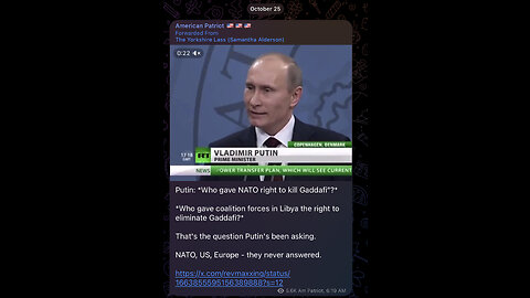 Putin: *Who gave NATO right to kill Gaddafi”?*