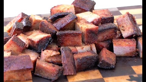 Smoked Bologna Burnt Ends on Weber Smokey Mountain