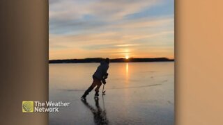 Perfectly Canadian: Skating on Georgian Bay at sunset