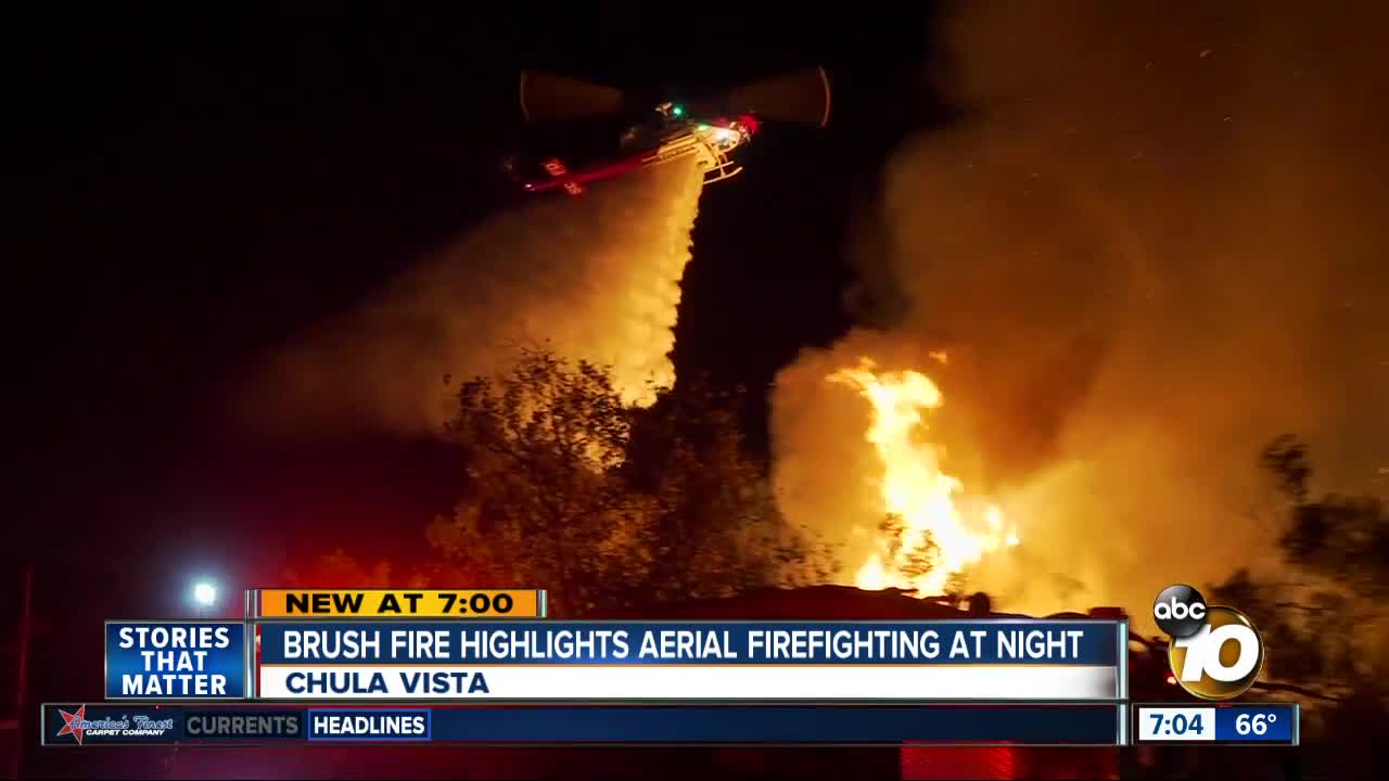Night water drops displayed during CV fire