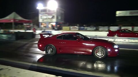 TWO TUNED TOYOTA SUPRA'S RACE IN QUATER MILE MATCH UP