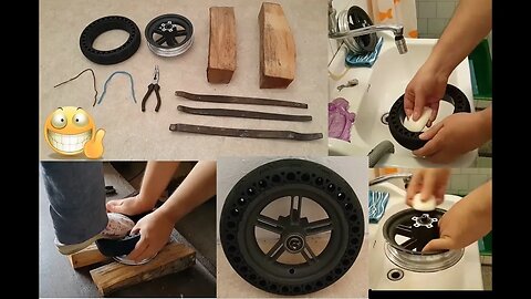 Installing a Full/Solid Rubber Tire On The Rear Aluminum Rim/Wheel For The Xiaomi m365 PRO Scooter