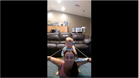 Baby crashes mom's pliates home workout