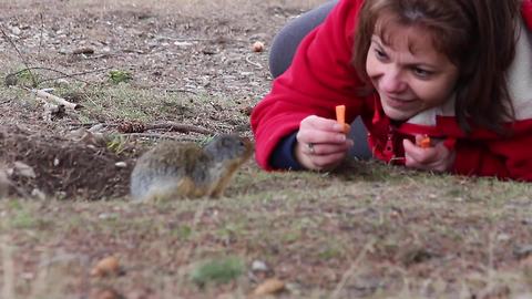 Gopher kisses woman for tasty carrot