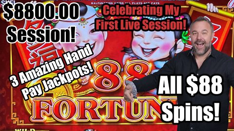 88 Fortunes - ALL $88 MAX BETS! $88 Bonus Round! 3 Max Bet HAND PAY Jackpots!