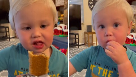 Toddler Gets Super Excited Over Delicious Snack