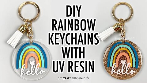 🌈 ACRYLIC KEYCHAIN TUTORIAL YOU HAVE TO TRY! Rainbow Keychain with UV Glitter Resin!