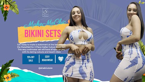 MakeMeChic 3 Piece Halter Cutout Bikini Set Swimsuits with Cover Up Skirt