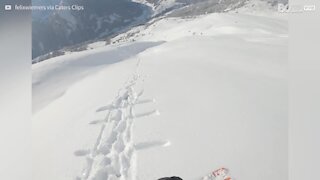 Esquiador estala-se contra encosta de neve