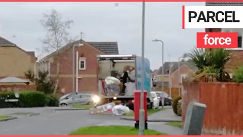 Shocking video shows delivery driver hurling parcels off his lorry onto a residential street