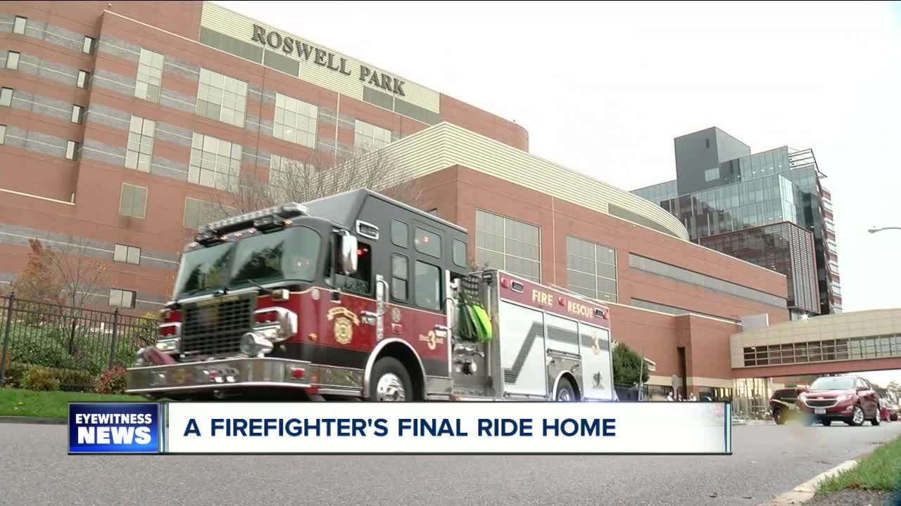 Terminally-ill firefighter receives one last ride home