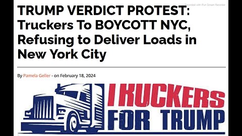 TRUCKERS BOYCOTT NYC - GOV'T OF WE THE PEOPLE NOT WAITING FOR CORRUPT GOV'T EMPLOYEES TO KILL TRUMP?- REFUSING TO DELIVER LOADS NOW - ALL AMERICANS CAN FIND WAYS TO STRIKE CORRUPT GOV'T EMPLOYEES - AUDIO TEXT BELOW - 6 mins.