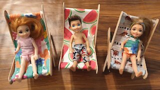 Doll Beach Picnic Camping Chair DIY - Miniature Beach Picnic Camping Chair DIY - Popsicle stick