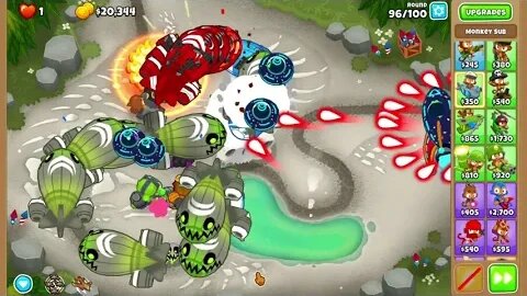 Bloons TD6 - Streambed CHIMPS Mode with Etienne - Glue Gunner, Tack Shooter, Wizard and Sub