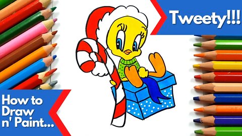 How to draw and paint Tweety Christmas Special