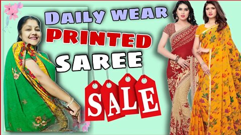 Stylish printed saree for daily use | printed saree online shopping | printed saree with lace border