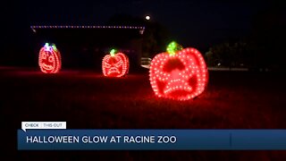 Halloween themed drive-thru light display at the Racine Zoo