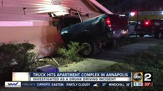 Truck hits apartment complex building in Annapolis