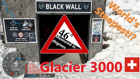 [4K] Black Wall 46° World's Steepest Groomed Black Run Glacier 3000, Vaud Switzerland, GoPro HERO11