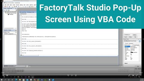 VBA Code for a Pop-Up Screen In FactoryTalk View Studio Site Edition