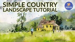 Easy Watercolor Landscape Tutorial for Beginners | Full-length video