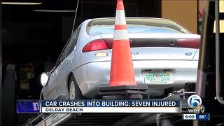 Car crashes into building in Delray Beach, 7 injured