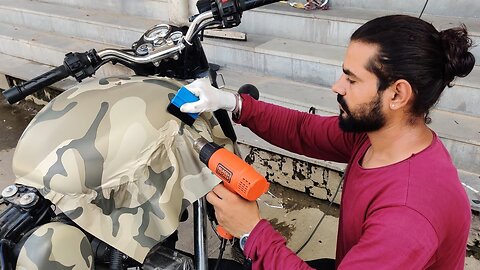 Royal Enfield Camouflage Vinyl Wrapping | Bullet Modification | Vwraps Sikar |